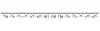 Bareta cu contacte furca 1P, 16mm², 57UH, pas de 17,8mm, 1m