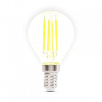Bec LED filament sferic 4W E14 2700K, clar, Novelite