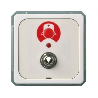 Buton apel+doza pentru buton cu fir, alb-perla