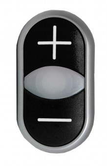 Buton comanda dublu negru/negru +/-