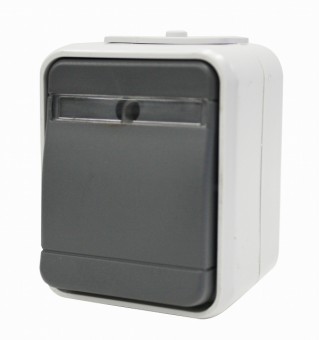 Buton cu revenire cu inscriptionare IP44, gri/gri