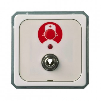 Buton de apel+doza pentru buton cu fir, alb-pur