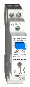 Buton modular (cu revenire) 1ND+1NI, cu LED, 16A, 230VAC/DC