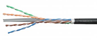 Cablu U/UTP Cat.6, 4x2xAWG23/1, PE de exterior, negru