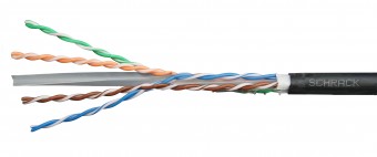 Cablu U/UTP Cat.6, 4x2xAWG23/1, PE de exterior, negru