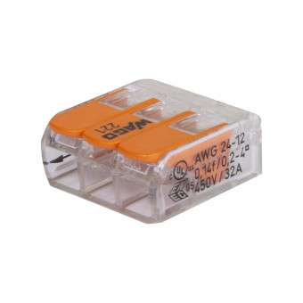 Clema legatura 3 conductoare FY/MYF 0,2-4mm² – WAGO | 221-413