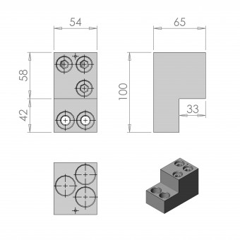 Cleme tunel 3x95-300mm² pt. MX4, 800-1250A, 1buc