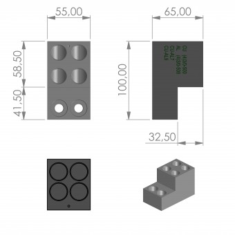 Cleme tunel 4x95-240mm² pt. MX4, 800-1250A, 1buc