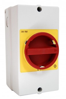 Comutator 0-1, 25A, 3p + 2 c.aux. + cleme PE