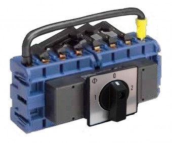 Comutator de sursa 4 poli, montaj frontal, 25A, 7,5kW, 1-0-2