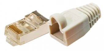 Conector tata RJ45 STP cat5E cu manson, 100 buc