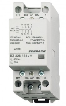 Contactor modular (2UH) 25A 1ND+3NI, 24Vca&cc