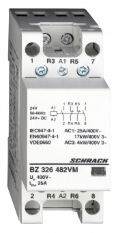 Contactor modular (2UH) 25A, 2ND+2NI, 24Vca&cc