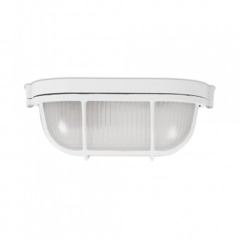 Corp BAT E27 Oval Alb IP54 Dispersor Opal Sticla+Grilaj - NOVELITE
