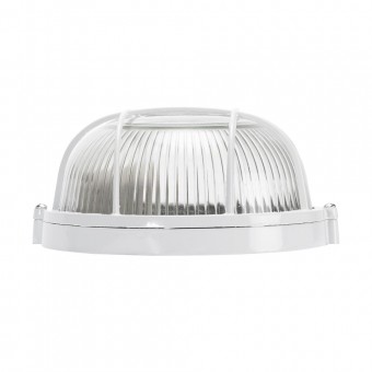 Corp BAT E27 Rotund Alb IP54 Dispersor Sticla+Grilaj - NOVELITE