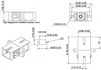Cupla SC Simplex,Plastic,Singlemode,zirc.,flansa,albstr.ECO