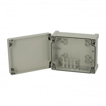 Cutie din ABS cu capac gri si balamale, 201x163x98mm