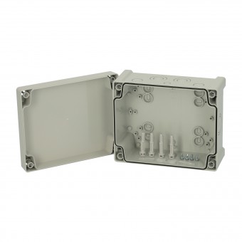 Cutie din ABS cu capac gri si balamale, 201x163x98mm