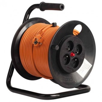 Derulator PVC 4xSchuko 1xTSG H05VV-F 3G1.5, 25m, orange