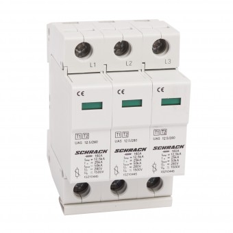 Descarcator complet T1+T2/BC 3P, TNC,12,5kA/280V - Seria UAS