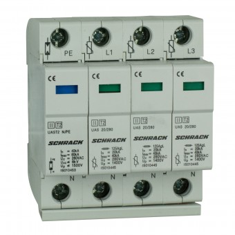 Descarcator complet, T2/C, 3+1, 3*20kA/280V - Seria UAS