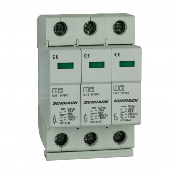 Descarcator complet, T2/C, 3p, 3x20kA/280V - Seria UAS