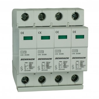 Descarcator complet, T2/C, 4p, 4x20kA/280V - Seria UAS