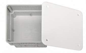 Doza legaturi prestantata, ST, 108x108x50mm, gri, capac alb