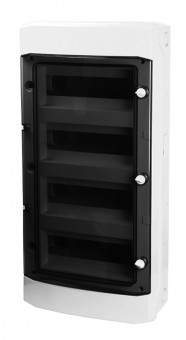 Dulap distrib. apl. IP65, 48UH, 4 rand. cu usa transparenta