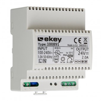 ekey power supply 230 VAC / 24 VDC / 2A for DIN-rail mount
