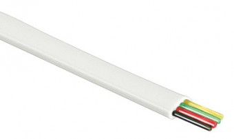 Flat Modular Cable, 4-wire, AWG26, White, 100m