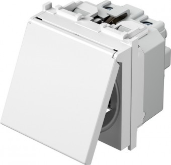 Insert priza cu capac pin PE,protectie marita,16A,cl.,alb