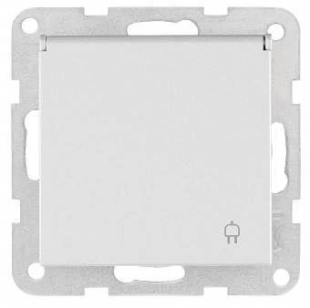 Insert priza cu pin PE, capac prot, cl.el, argintiu