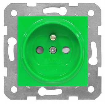 Insert priza, cu pin PE, protectie, cleme cu surub,verde