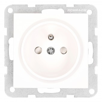 Insert priza, cu pin PE, protectie cleme elastice, alb
