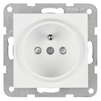 Insert priza, cu pin PE, protectie cleme elastice, alb