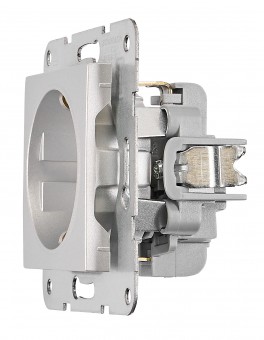 Insert priza, cu protectie, conexiune elastica, argintiu