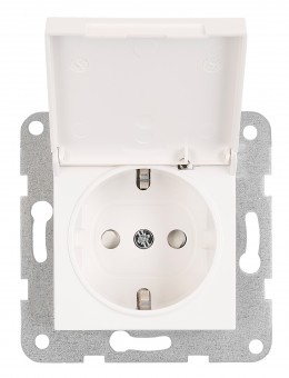 Insert priza, cu protectie,cu capac, cleme elastice, alb