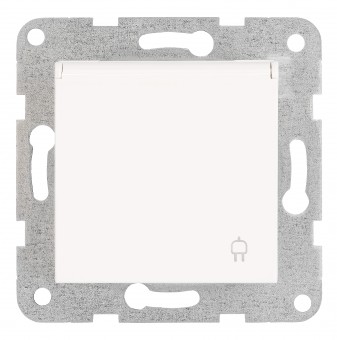 Insert priza, cu protectie,cu capac, cleme surub, alb