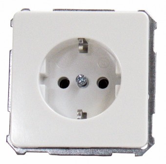 Insert priza ST cu PE, conex. elastica, alb-perla