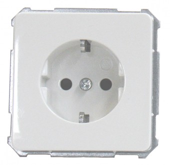 Insert priza ST cu PE+ siguranta copii, conex. elastica, alb