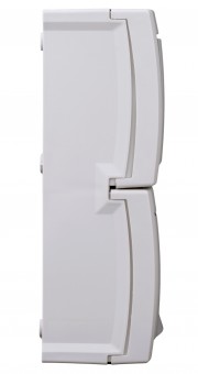 Intrerupator dublu+priza cu PE si capac, montaj vert, IP54