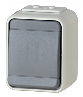 Intrerupator simplu IP44, gri/gri