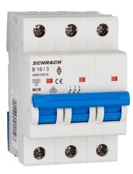 Intreruptor automat modular (MCB) AMPARO 6kA, B 16A, 3-poli