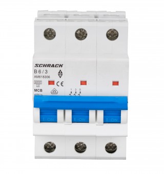 Intreruptor automat modular (MCB) AMPARO 6kA, B 6A, 3-poli