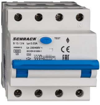 Intreruptor automat+dif 3+N, AMPARO 6kA, B 13A, 30mA, tip A