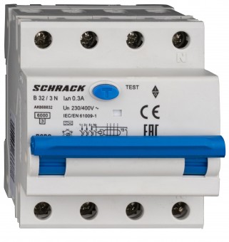 Intreruptor automat+dif. 3+N, AMPARO 6kA, B 32A, 300mA,tip A
