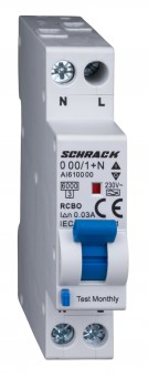 Intreruptor automat+dif., Tip A, B 10/003A,1+N un modul, 6kA