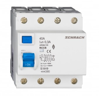 Intreruptor diferential AMPARO (10kA), 40A, 4-poli, 300mA, S