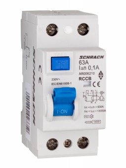 Intreruptor diferential AMPARO (10kA), 63A, 2-poli, 100mA